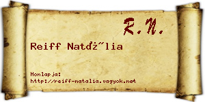 Reiff Natália névjegykártya